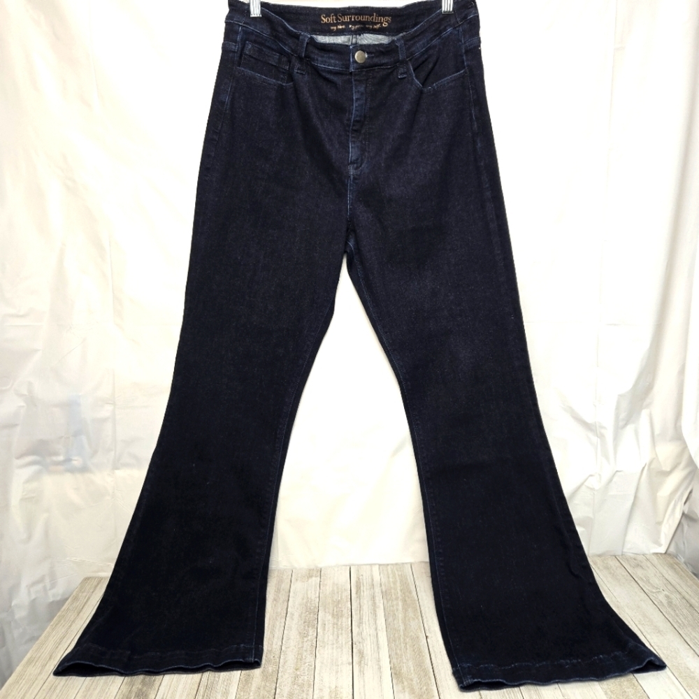Soft Surroundins Stretchy Dark Wash Blue Flared Jeans Women's Size 12